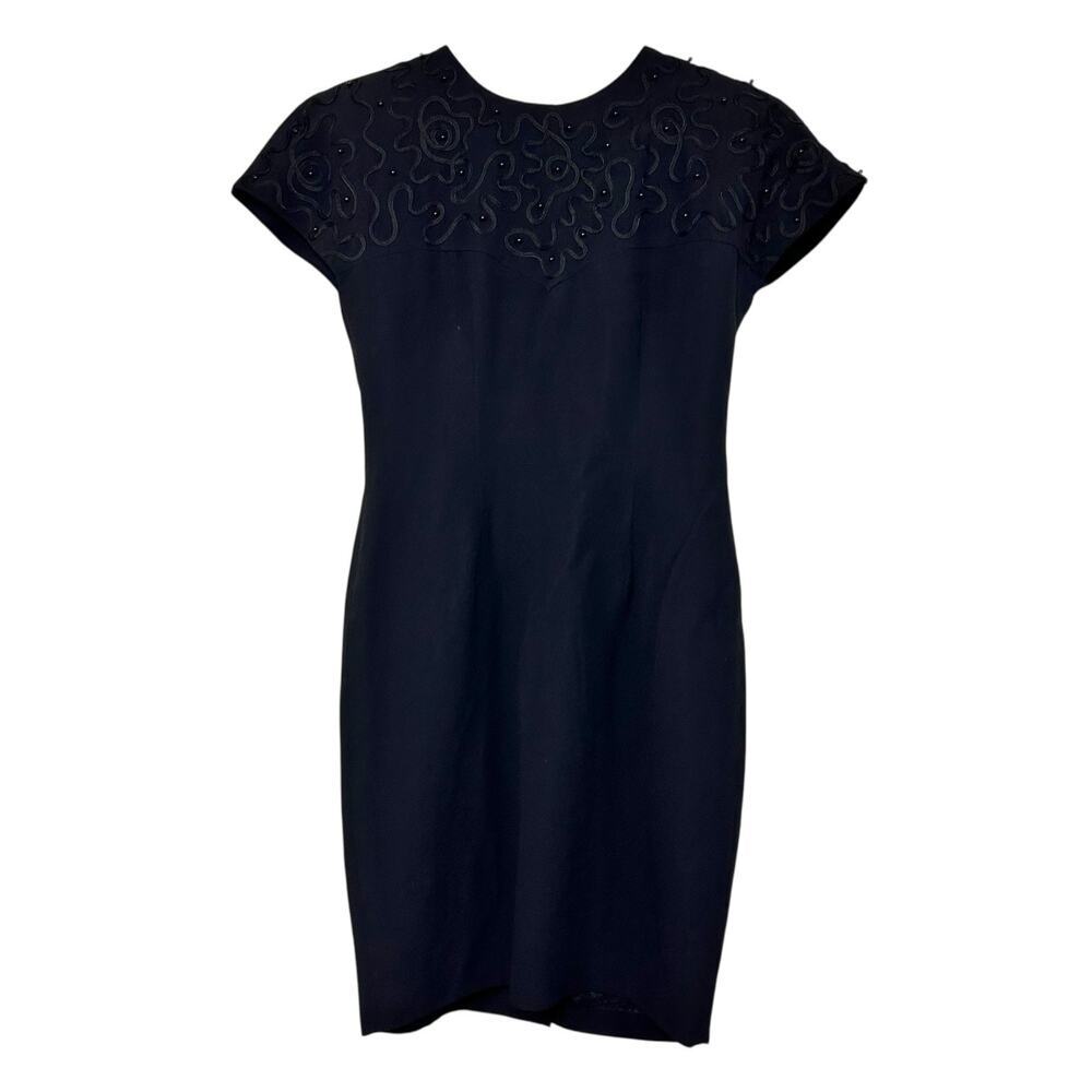 Vintage 90's Beaded Black Dress Mini Little Black Dress LBD Petite 2 2P XS VTG